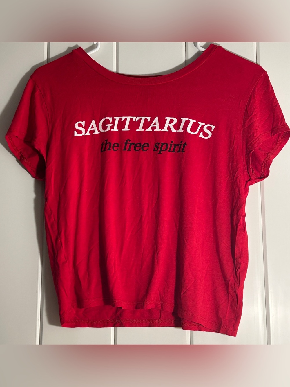 Windsor Red Sagittarius The Free Spirit Graphic Crop Tee Shirt L top t-shirt